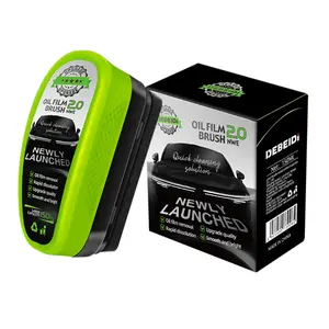 Oil Film Remover Brush, Green Windshield Oil Film Eraser, Strong Cleaning Formula Remove Stubborn Dirt, Hydrophobic Coating Anti-Glare Anti-Fog, Press Liquid Outlet Design, Multifunctional Glass Cleaner for Car Window Mirror Shower Door Home Vehicle Use