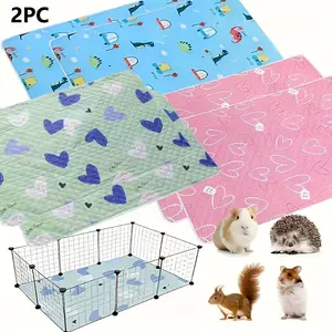 Reusable Pet Cage Mat Set (2 Pack), Durable Washable Nylon Mat 27.6X19.7 Inches, Suitable for Hamsters, Rabbits, Guinea Pigs, Squirrels, Cats, Dogs, and Reptiles - Durable, Versatile, Washable Cage Mat, Cat and Dog Bedding, Fun Pattern Design