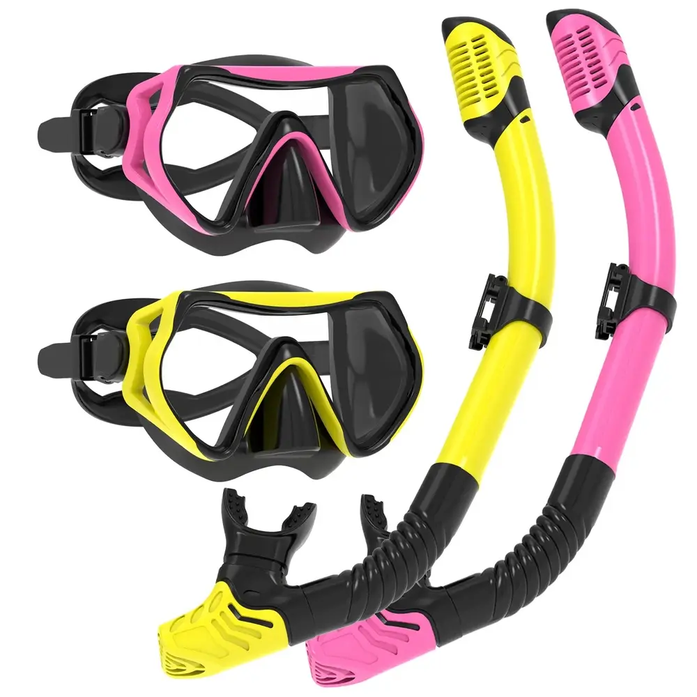 2-pc Snorkeling Gear for Adults, Snorkel Mask with Top Dry Valve - Panoramic View Anti-Leak and Anti-Fog for Snorkeling, Scuba Diving, Freediving & Swimming for Men Women, also available as swimming goggles and snorkel,summerwins,bathingsuitwomenset