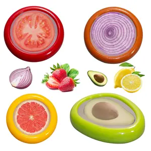 Food Saver Set, Avocado, Tomato, Onion, and Lemon Stretch Pods, Silicone, One Size, 4 Count