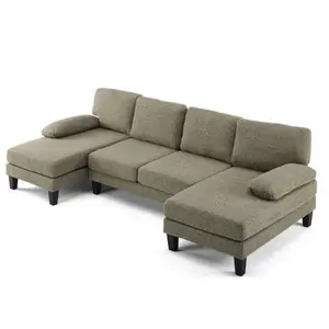 【Father's Day Gift】【3 Packages】 Karlhome 141 Inch & 111 Inch Chenille Deep Seat Loveseat Sofa, Stylish Compact Creamy Cloud Design for Living Room & Bedroom Small Spaces Home Furniture, ,1