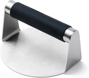 Stainless Steel Burger Press, 5.5 Inch Round Smasher,with Anti-Scald Handle,Non-Stick Smooth Hamburger Press,Flat Bottom, for Cooking Burgers, Bacon, Ground Beef, Meats, Sausage and So On