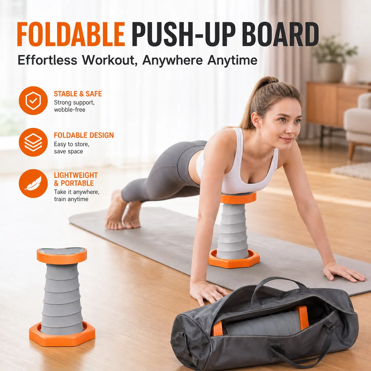 Lightweight Retractable Push Up Trainer for Full Body Strength Training home gym essential ab auxiliary device
