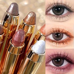 6Pcs Dual Ended Pearl Eyeshadow Pencils Set Waterproof Sweatproof High Gloss Eyeliner Stick Long Lasting Makeup Easy To Color Creamy Eye Silkworm Pen Beauty Cosmetic