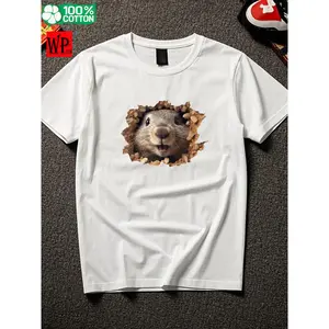 Printed pure cotton T-shirts of high quality.Marmot Hole Graphic White Cotton Short Sleeve T-shirt