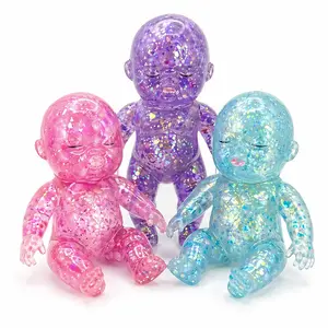 14 cm(BIGGER SIZE) Glitter-Infused Gel Baby Squish Toy. Slow Rebound, Stress & Anxiety Relief, Sensory Calming Fidget, Fun Desk Decor, Unisex squeeze
