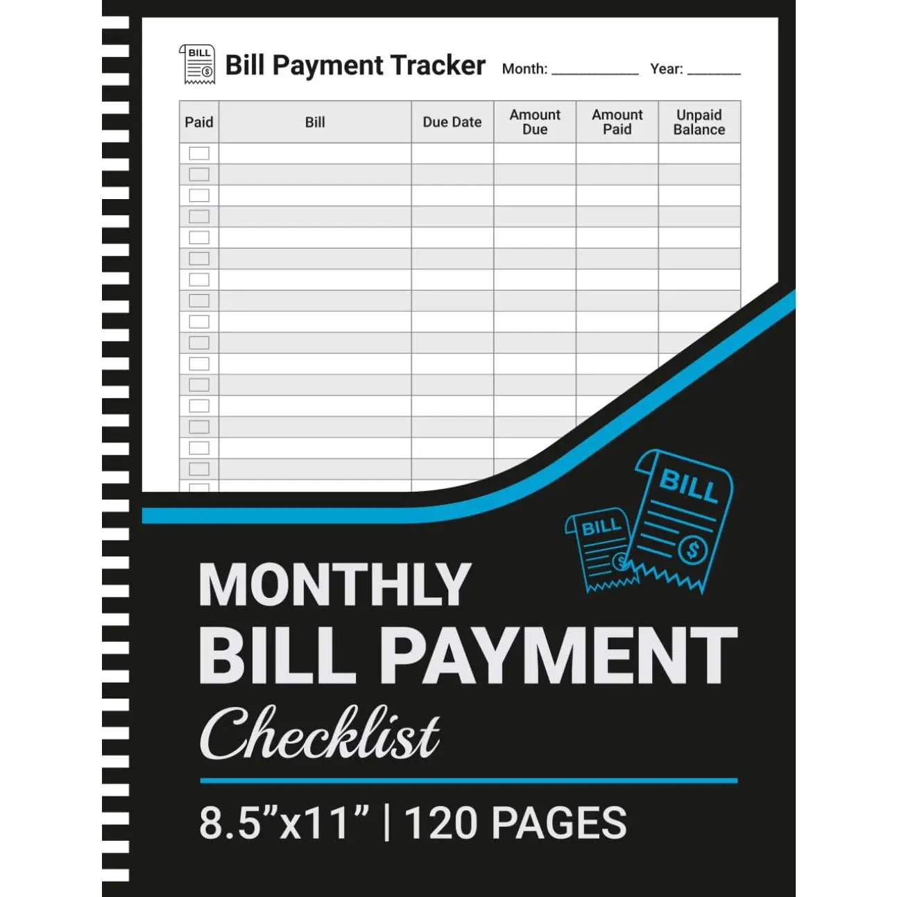 Monthly Bill Payment Checklist: Bill  Notebook | Bill Paying Organizer | 8.5" x 11" | 120 Pages - Paperback
