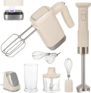 CARTMAN Cordless Hand Blender and Mixer Food Preparation Appliance Set, Removable Battery Included, Cord-Free Kitchen Operation, Charging Base and USB-C Charge Cable