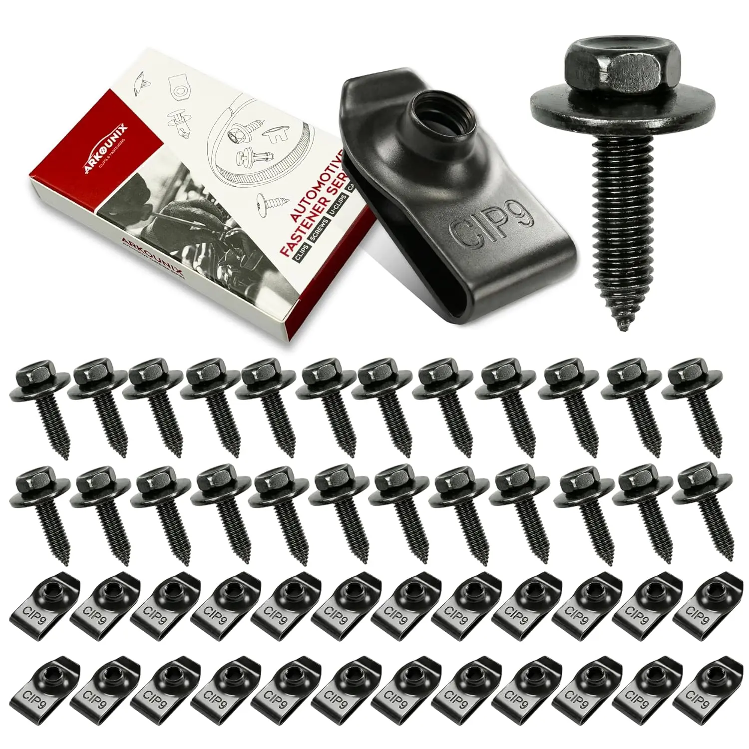 50PCS Automotive Body Bolts & U-Nut Clips Kit – Fender Fasteners for Bumper & Splash Shield Repair