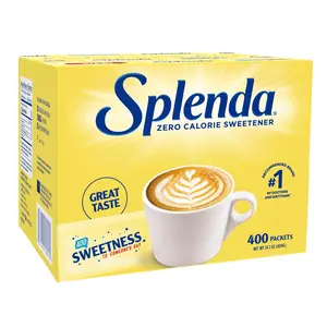 Splenda Zero Calorie Sweetener Packets 400 Count Made in America Sugar-Free Alternative for Coffee Tea Baking