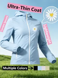 Women's Hooded Skin Coat with Cute Daisy Print, Loose Slim Fit, Comfortable & Breathable, Lightweight, Quick-Drying, Skin-Friendly, Style for Daily Commute, Casual Outings & Outdoor Trips, Multiple Colors, All-Season Versatile Jacket for Women