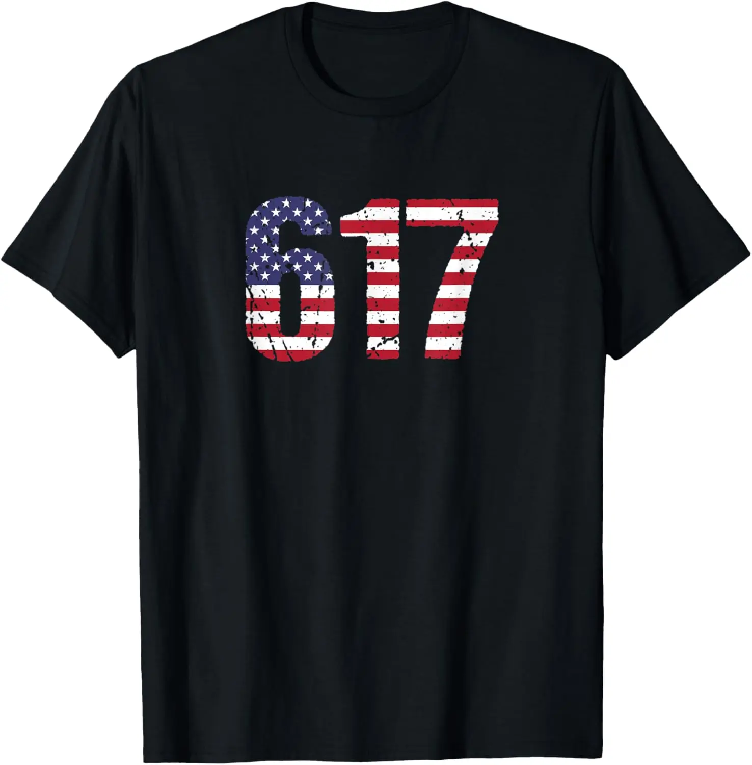 Women's Vintage Graphic T-Shirt, Casual Distressed 617 Print, 100% Cotton Short Sleeve Top for Everyday Comfort