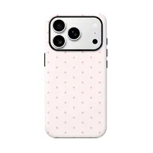 Pink Polka Dot iPhone Case, Pink & Brown Black Design, Premium Shockproof Protective Smart Phone Cover for iPhone 17 Pro Max 16 Pro 15 14 13 12 11