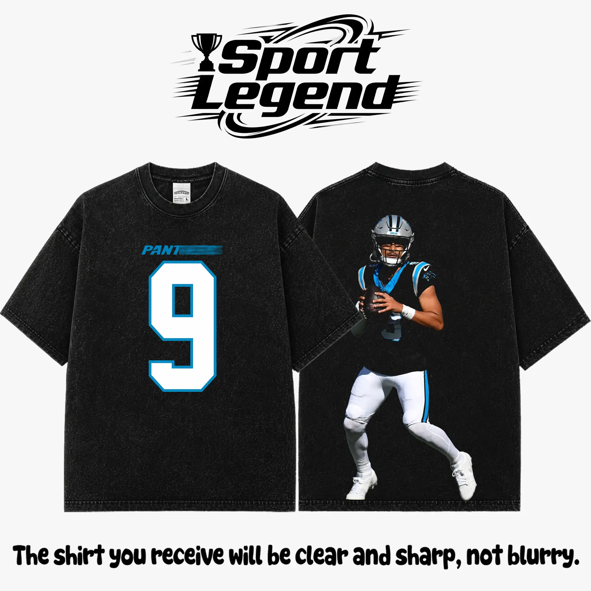Bryce Young #9 Premium Acid Washed Cotton T-Shirt, Heavyweight Vintage Football Graphic Tee, Carolina Reaper Panthers Fan Shirt, Oversized Washed Streetwear, Sunday Game Day Apparel, Unisex Football Gift