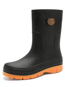 Men's Waterproof Drawstring Rain Boots, Stylish Long Design in Three Trendy Colors, Anti-Slip for Outdoors & Commute, Waterproof Wellington Boots