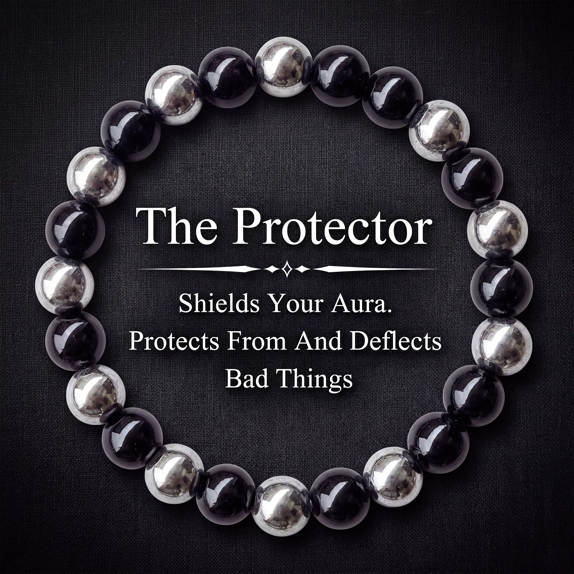 Protection Black Tourmaline & Hematite Bracelet – Grounding Energy Shield | 8mm Unisex Crystal Beads | Daily Wear Gift