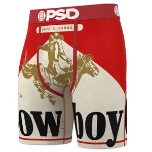 PSD Men's Ride A Cowboy Boxer Brief - Standard Length 7 Inch Inseam, Soft and Breathable Poly Blend Stretch Fabric Activewear Sports