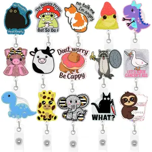 TOOUEE Funny Cute Cartoon Animals Badge Reel,Cute Badge Holder Retractable with Alligator Clip for Rn Healthcare Doctor Nurse Teacher Animals Lovers Gifts