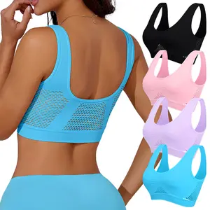 Women's Seamless Workout Yoga No Padding Bra Breathable Mesh Sports Bras for Women Comfort Wireless Breathable Bra Breathable