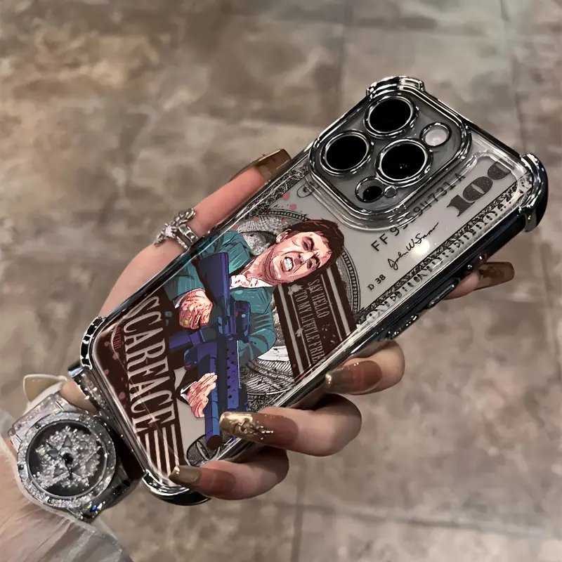 Scarface Movie Themed Creative Phone Case for iPhone 17/16/15/14/13/12/11 Pro Max Plus Air, Shockproof Polycarbonate Cover for Handheld Devices, Accessories with Screen Protector, Double-Layer Shock Helps Soften Drops
