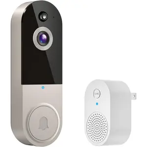 1080p  Video Doorbell Camera with Chime, AI Human Detection, 2-Way Talk, Live View, Night Vision, Cloud Storage, 2.4G WiFi Only,  , Indoor Outdoor  (Linen)