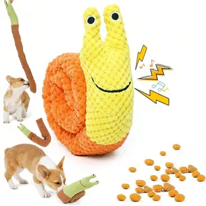 Dog Chew Squeak Toys Pet Sniffing Plush Snails Toy Puppy Interactive Puzzle Toys Encourage Natural Foraging Skills Snuffle Mat Pet Toys Sniff Plush Snail Toys Grind Teeth Puzzle Sound Interactive Hidden Food Bite Resistant Pet Supplies Toys