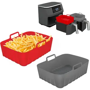 Liners Rectangle 2 count for Air Fryer Dual Basket 8 to 10 Qt, -grade  Baking Tray Fit Ninja DZ201 DZ401 DZ550, 4 to 5 Qt Each, Double Zone Airfryer Accessories