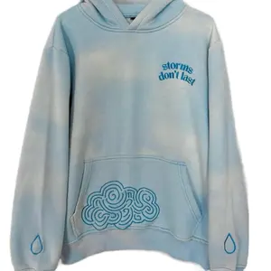 Storms Don't Last Hoodie Dark Cyan - Oversized Fit, Marble Sleeve Fidget, Mental Health Support, Casual Menswear, Medium Size, Relaxed Fit, Sweatshirts & Tops