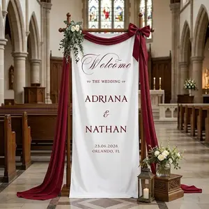 Fabric Wedding Welcome Sign, Modern Wedding Banner, Custom Ceremony Welcome Sign, Boho Wedding Decor, Personalized Wedding Tapestry