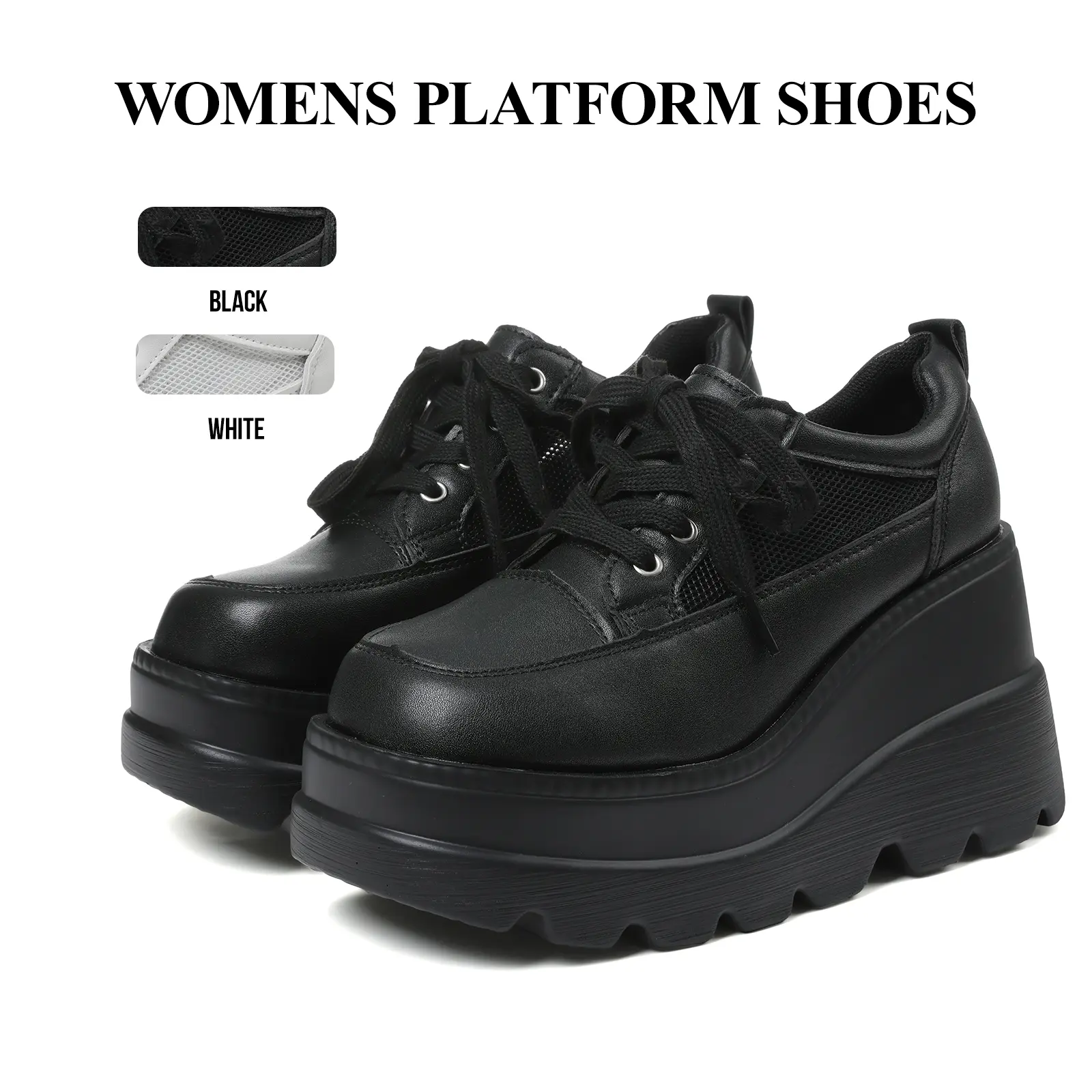 CYNLLIO Womens Sneakers Round Toe Platform Wedges High Heels Lace Up Comfy Slip On Walking Casual Workout Running Sports Outdoor Breathable Hollow  Summer Fashion Shoes