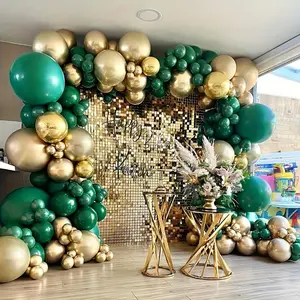 136pcs Dark Emerald Green Sage Metallic Golden Balloons Garland Set - for Christmas, New Year Eve, Wedding Party Decoration Easy to Inflate, Long-Lasting, and Reusable Easter Gift Other Celebrations