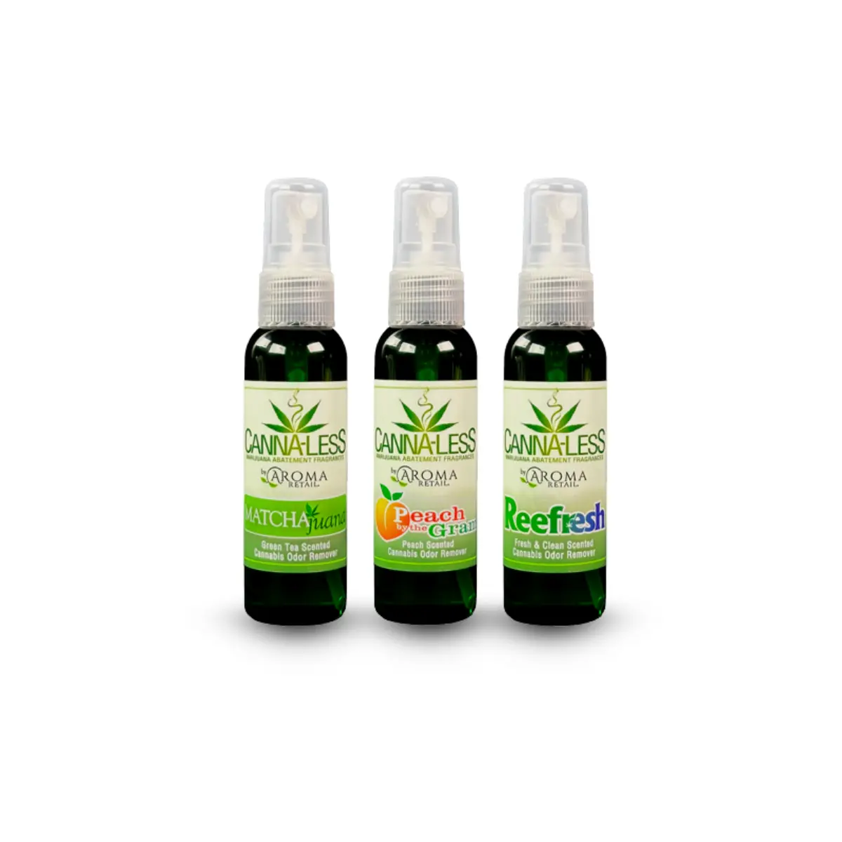 Aroma Retail - Canna-Less Neutralizing Spray Bundle - 420 Odor Eliminator - Smoke Odor Eliminator - Air Freshener - Room Spray Scent - 3-Pack of Travel-Size Sprays