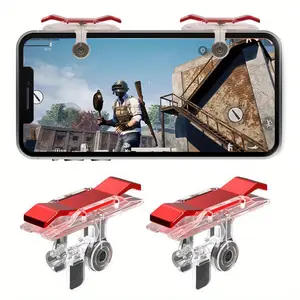 Smartphone Gaming Triggers, Touch Screen Game Button for Shooting Games, Easy Installation Console Red