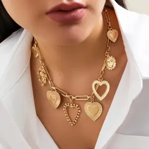 Party Style Heart Design Pendant Necklace, Fashion Luxury Gold Pendant Jewelry for Party, Daily Clothing Decor, Trendy All-match & Exquisite Jewelry for Birthday Gift, Trendy Charm Necklaces