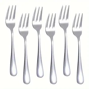 Stainless Steel Dessert Fork Set, 6pcs Elegant Mini Forks for Fruit Salad Cake, Mirror Polished Forks, Kitchen Utensils, Perfect for Wedding Parties and Home Use, Cutlery