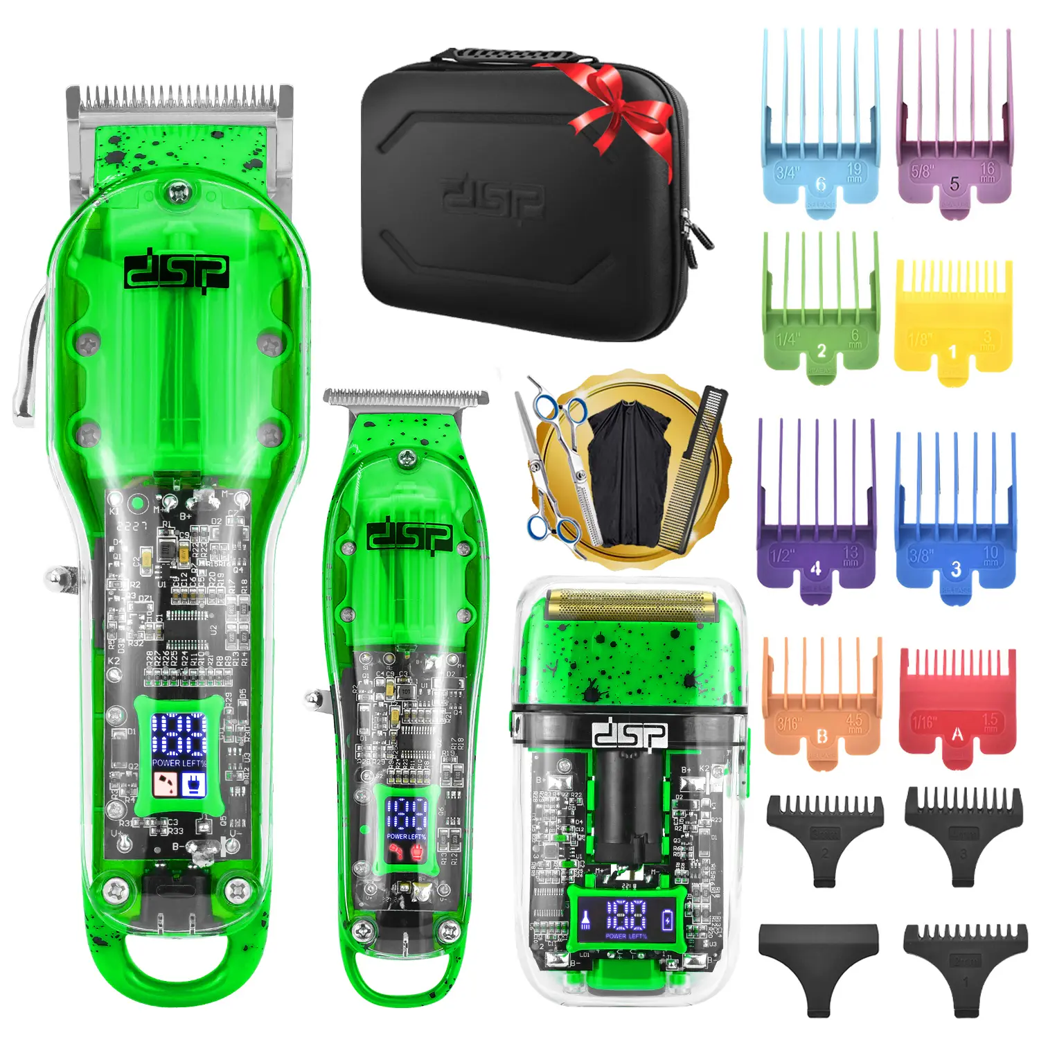 DSP Hair Clipper, Trimmer, Beard Shaver Kit for Men Professional Barber Set for Hair and Beard Cutting Zero Gap T-Blade Beard Trimmer, Rechargeable Bald Fade Clippers with LED Display  Cordless #fathersdaygifts