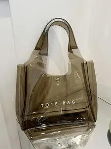 Minimalist Multi Color Transparent PVC Tote Bag For Women Waterproof Stain Resistant Daily Commute Shopping Versatile Fashion Shoulder Bag