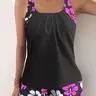【Black Friday】Women's Floral Print Swimsuit Set, Ideal for Swimming & Beach Wear, Comfortable Fit Swimwear, Tankini Top & Bottoms