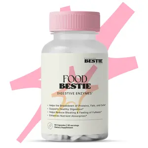 Food Bestie - Digestive Enzymes Supplement for Protein Fat & Carb Breakdown Reduces Bloating Enhances Absorption 60 Capsules
