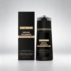 Rapid Light Brown Hair Dye Shampoo 200ml – No Ammonia, No Parabens – Covers Gray & Gray Roots Fast with Herbal Care