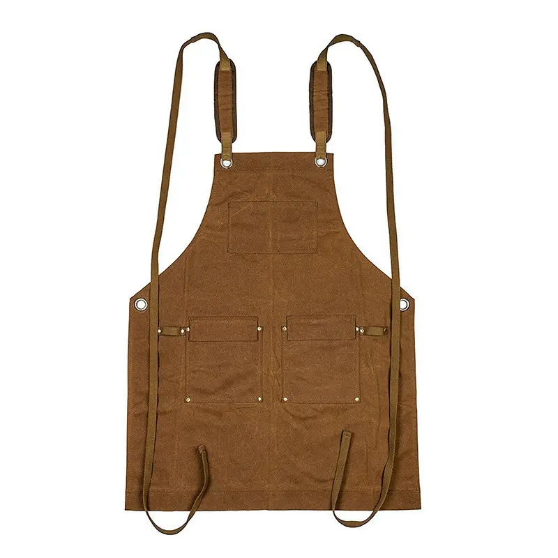 HOMUG Men's and women's universal large pocket chef's apron, cotton canvas cross-back heavy-duty work apron, available in various colors
