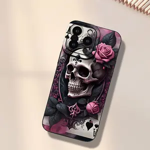 Floral Skull Print Anti-Drop Tpu Phone Case Cover, Compatible with Apple & Samsung Models, Perfect Gift for Women & Girls