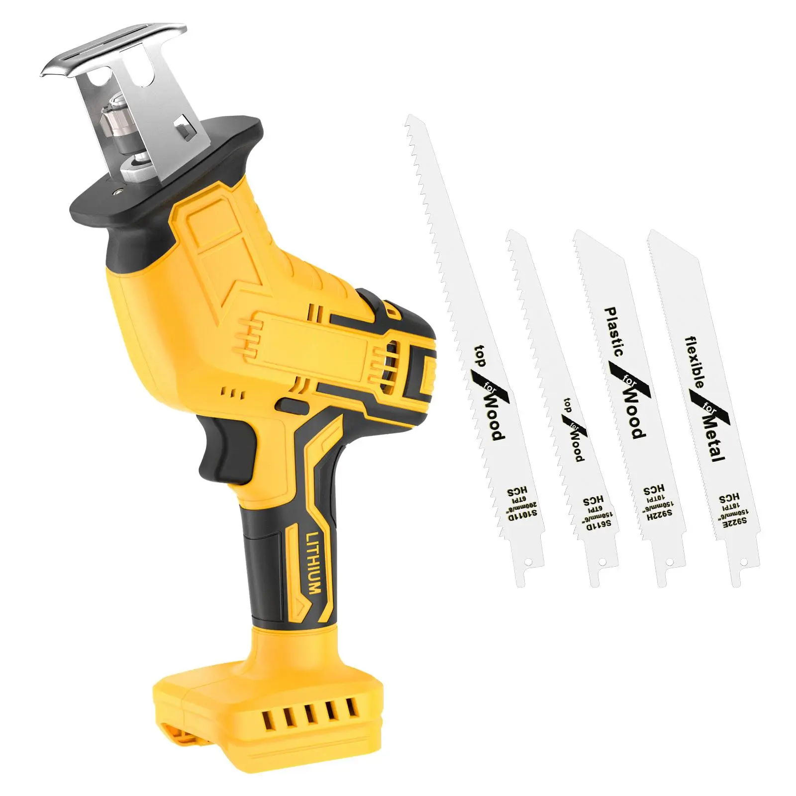 TikTokShopRestock Reciprocating Saw for DeWalt 20V Battery, 3 Variable Speed, Brushless Tool-Free Blade Change, 4 Saw Blades for Metal Wood PVC Cuttin
