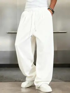 Oversized White Sweatpants - TikTokShopBlackFriday Deals FallWinterFashion, Relaxed Baggy Fit Casual Pants, Comfortable Daily Outfit Essential, Versatile Styling for Trendy Looks, Perfect ChristmasGiftIdea, Viral TikTokShopFallDealsForYou Pick