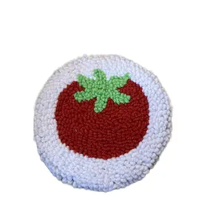 Tomato design punch needle coaster handmade