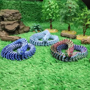 3D Printed Long Snake Figurine with Realistic Eyes, Home Decor Gift for Halloween Christmas Any Occasion, Unique Animal Statue Sculpture