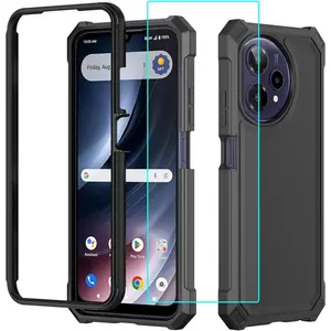 for Cricket Icon Plus 2026 Phone Case with Screen Protector,Full  Protection Front PC  Soft  Bumper,Heavy Duty Protection Shockproof Phone Case for AT&T Verge 2 Black