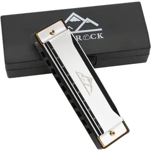 Blues Harmonica Mouth Organ Harp 10 Hole C Key with Case, Diatonic Harmonica for Beginner, Professional Player, Students gifts, Adult, ,