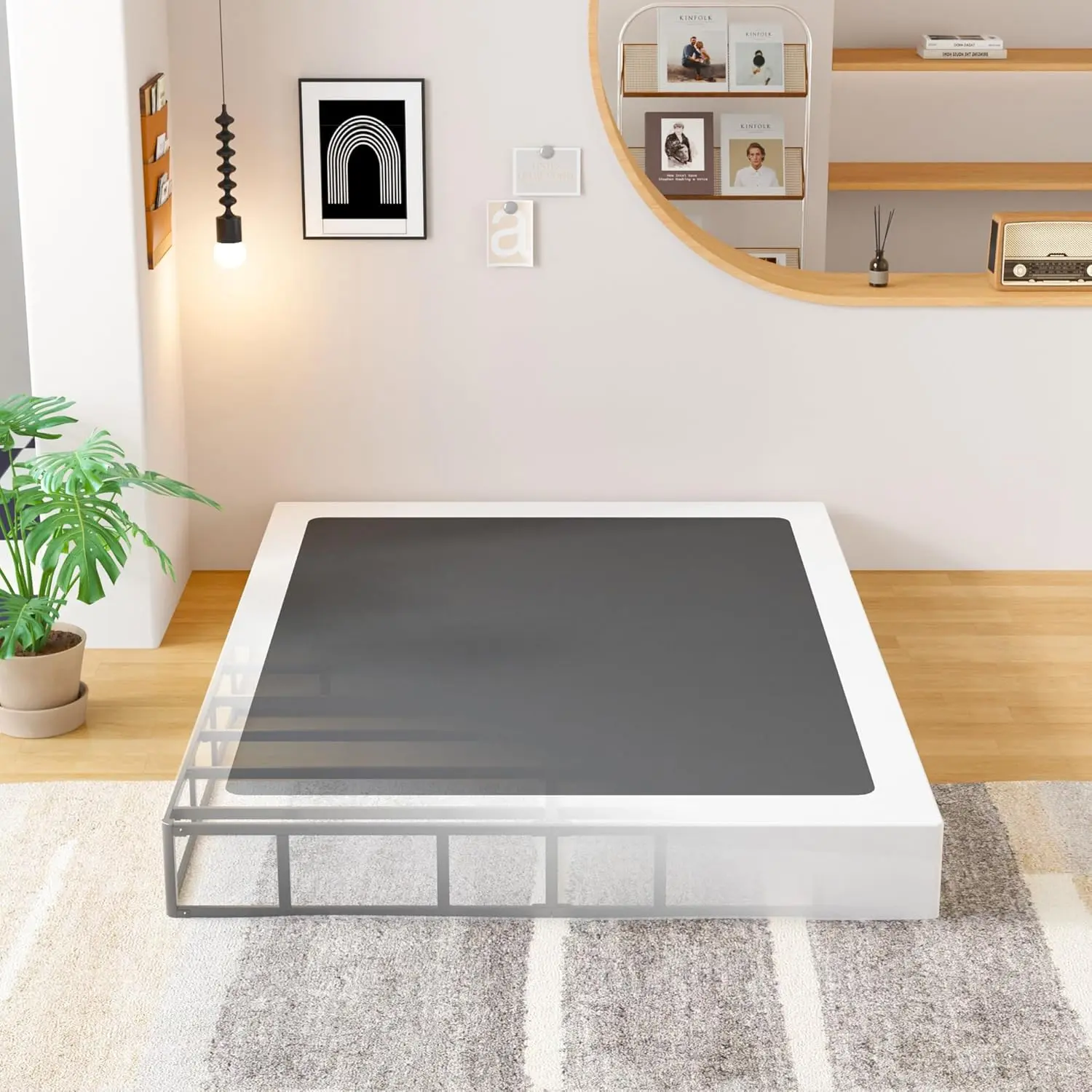 9 Inch Full Size Box Spring Bed Base, 3000 LBS Heavy Duty Metal Mattress Foundation with Fabric Cover, Easy Assembly, Black