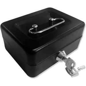 Locking Medium Steel  Box with  Tray,Lock Box,Black